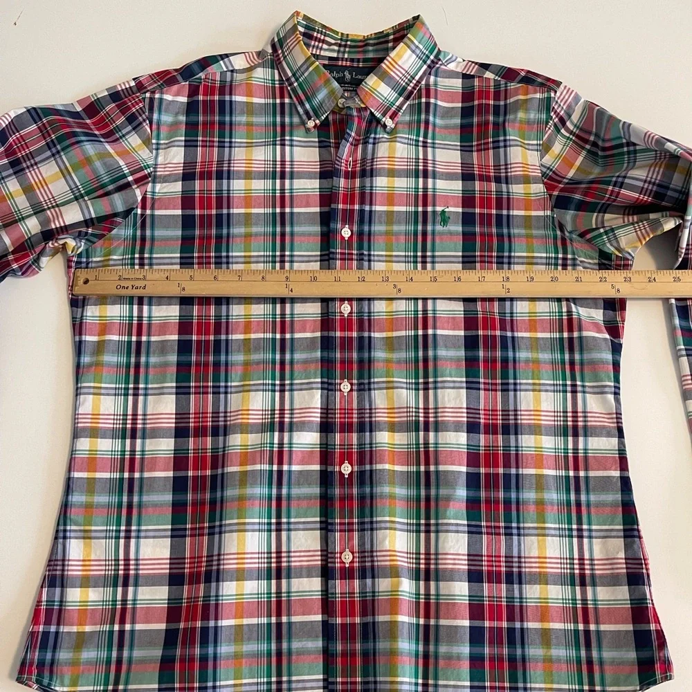 Ralph‎ Lauren Custom Fit Plaid Cotton Button Down Shirt Polo L